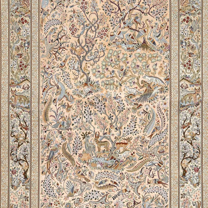 Traditional Deep Peach Orange Animal Rug, tr4584