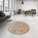 Round Machine Washable Traditional Brown Rug in a Office, wshtr4585