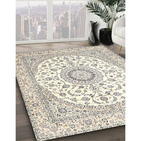 Traditional Bisque Beige Medallion Rug, tr4588