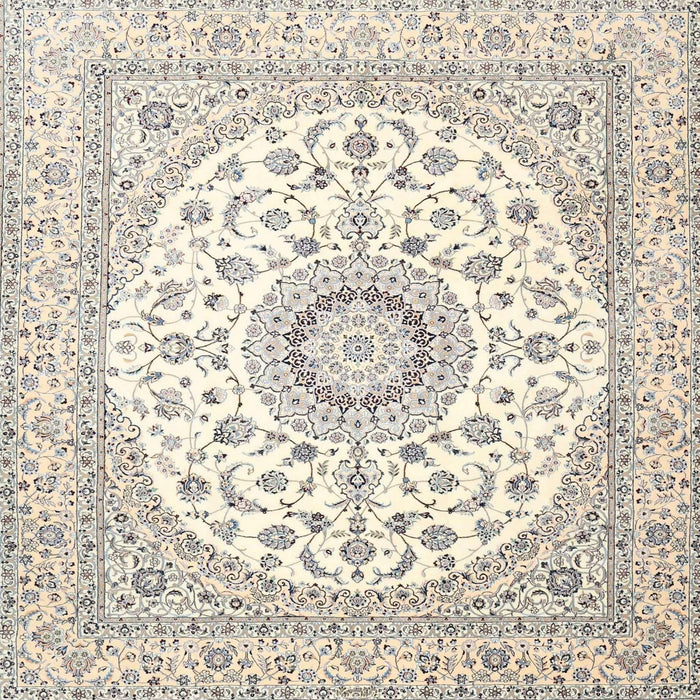 Square Traditional Bisque Beige Medallion Rug, tr4588