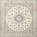 Square Traditional Bisque Beige Medallion Rug, tr4588