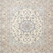 Square Traditional Champagne Beige Medallion Rug, tr4590