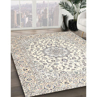 Traditional Champagne Beige Medallion Rug, tr4590