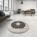 Round Machine Washable Traditional Gold Rug in a Office, wshtr4591