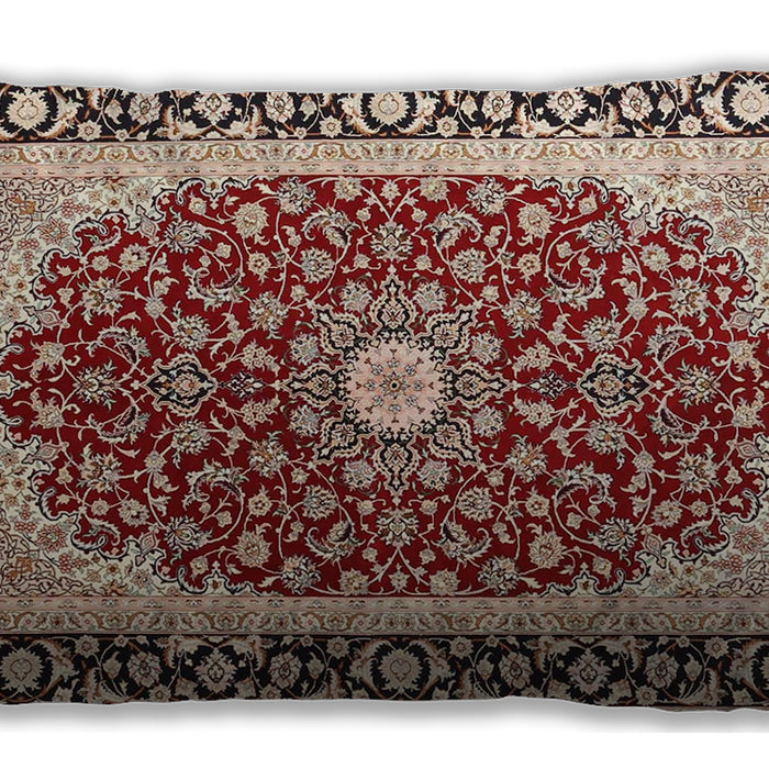 Traditional Classic Rectangular Brown Red Lumbar Throw Pillow, 13 inch by 19 inch, lbtr4596