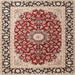 Round Machine Washable Traditional Brown Red Rug, wshtr4596