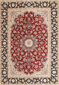 Machine Washable Traditional Brown Red Rug, wshtr4596