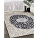 Traditional Carbon Gray Medallion Rug in Family Room, tr4597