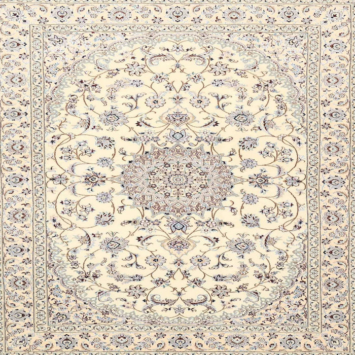 Square Traditional Light French Beige Brown Medallion Rug, tr4598