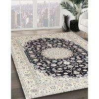 Traditional Carbon Gray Medallion Rug, tr4599