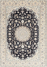 Machine Washable Traditional Carbon Gray Rug, wshtr4599