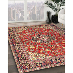 Traditional Sand Brown Medallion Rug in Family Room, tr4603