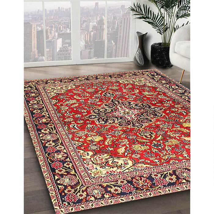 Traditional Sand Brown Medallion Rug in Family Room, tr4603