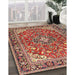 Traditional Sand Brown Medallion Rug in Family Room, tr4603