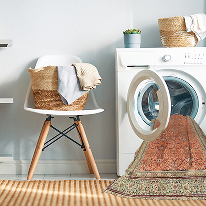 Machine Washable Traditional Red Rug in a Washing Machine, wshtr4604