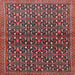 Round Machine Washable Traditional Saffron Red Rug, wshtr4605