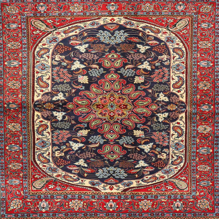 Round Machine Washable Traditional Saffron Red Rug, wshtr4608