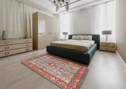 Traditional Tan Brown Persian Rug in a Bedroom, tr4610