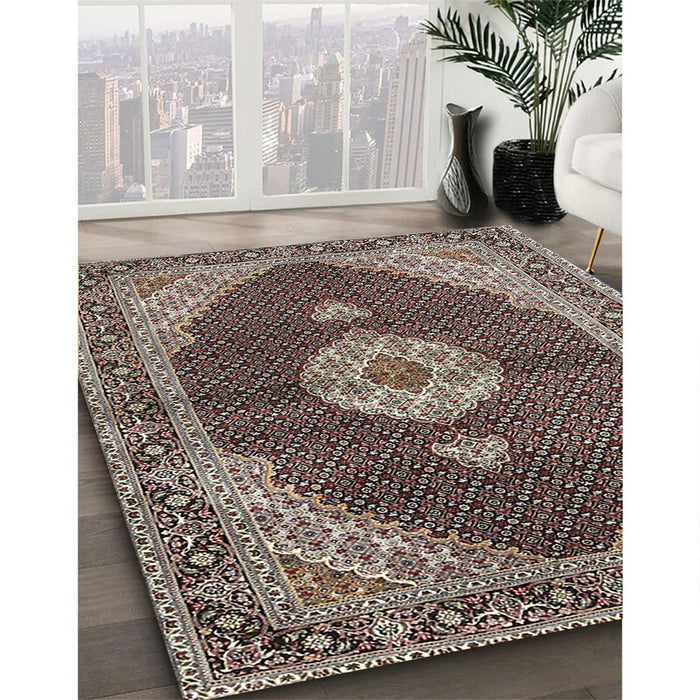 Machine Washable Traditional Light French Beige Brown Rug in a Family Room, wshtr4611