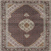 Round Machine Washable Traditional Light French Beige Brown Rug, wshtr4611