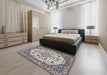 Traditional Gray Medallion Rug in a Bedroom, tr4612