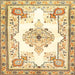 Square Traditional Yellow Medallion Rug, tr4615