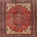 Round Machine Washable Traditional Orange Salmon Pink Rug, wshtr4618