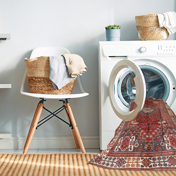 Machine Washable Traditional Light Copper Gold Rug in a Washing Machine, wshtr4619