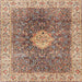 Round Machine Washable Traditional Brown Rug, wshtr4625