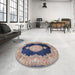 Round Traditional Tan Brown Medallion Rug in a Office, tr4627