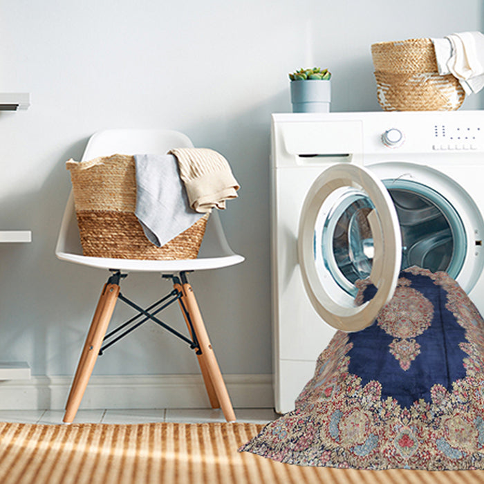 Machine Washable Traditional Tan Brown Rug in a Washing Machine, wshtr4627