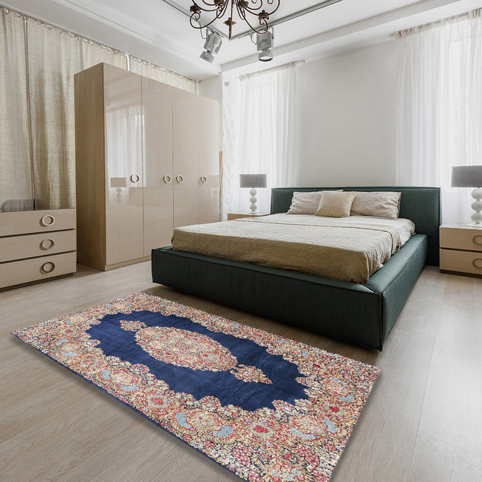 Machine Washable Traditional Tan Brown Rug in a Bedroom, wshtr4627