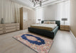 Traditional Tan Brown Medallion Rug in a Bedroom, tr4627