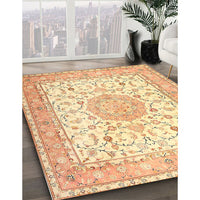 Traditional Sun Yellow Medallion Rug, tr4628