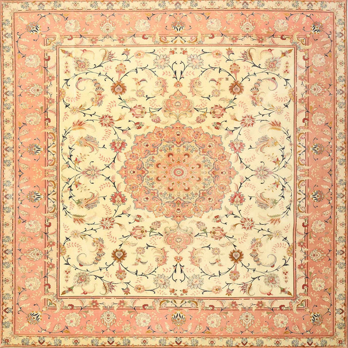 Square Traditional Sun Yellow Medallion Rug, tr4628