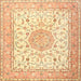 Square Traditional Sun Yellow Medallion Rug, tr4628