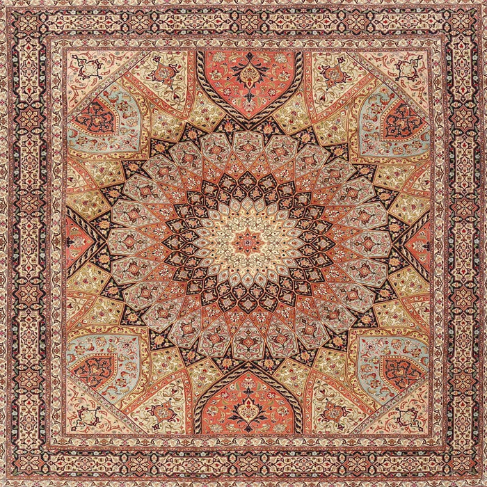 Round Machine Washable Traditional Sandy Brown Rug, wshtr4629