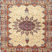 Square Traditional Sienna Brown Medallion Rug, tr4631