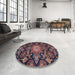 Round Traditional Purple Lily Purple Medallion Rug in a Office, tr4633