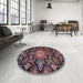 Round Machine Washable Traditional Purple Lily Purple Rug in a Office, wshtr4633