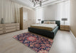 Traditional Purple Lily Purple Medallion Rug in a Bedroom, tr4633