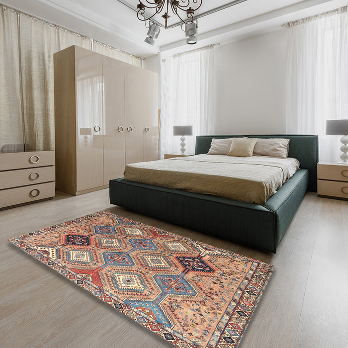Machine Washable Traditional Chestnut Brown Rug in a Bedroom, wshtr4636