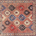 Round Machine Washable Traditional Brown Red Rug, wshtr4637