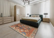 Traditional Dark Sienna Brown Persian Rug in a Bedroom, tr4638
