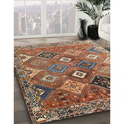 Machine Washable Traditional Dark Sienna Brown Rug in a Family Room, wshtr4638