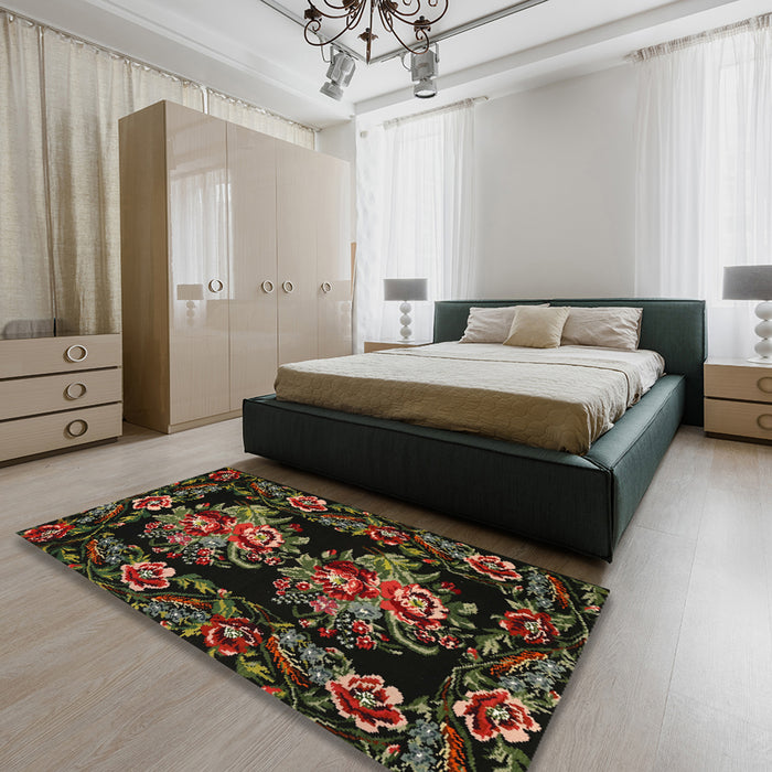 Traditional Red Medallion Rug in a Bedroom, tr463