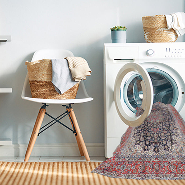 Machine Washable Traditional Chestnut Brown Rug in a Washing Machine, wshtr4640