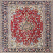 Square Traditional Tan Brown Medallion Rug, tr4641