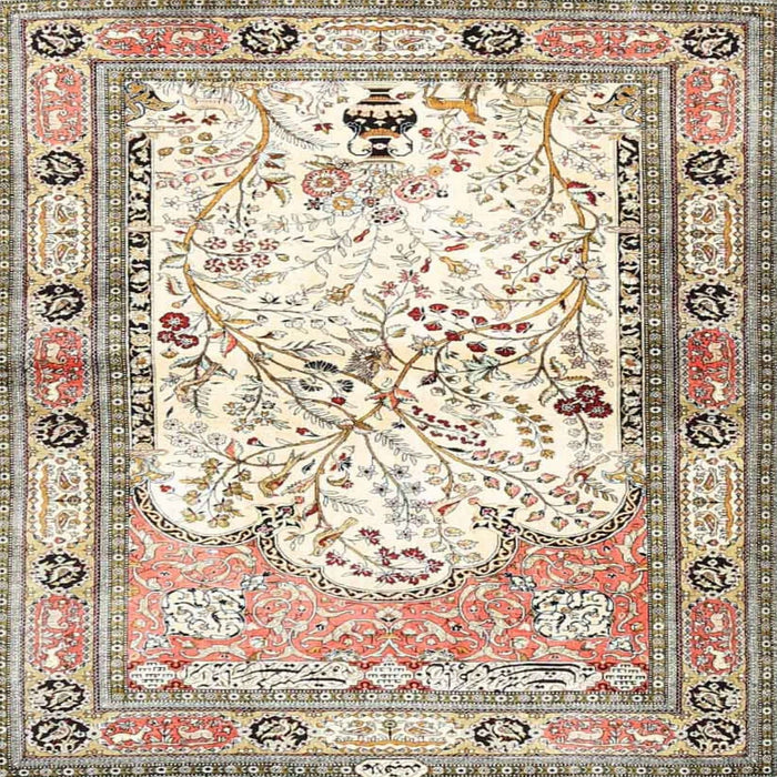 Square Traditional Dark Almond Brown Animal Rug, tr4643