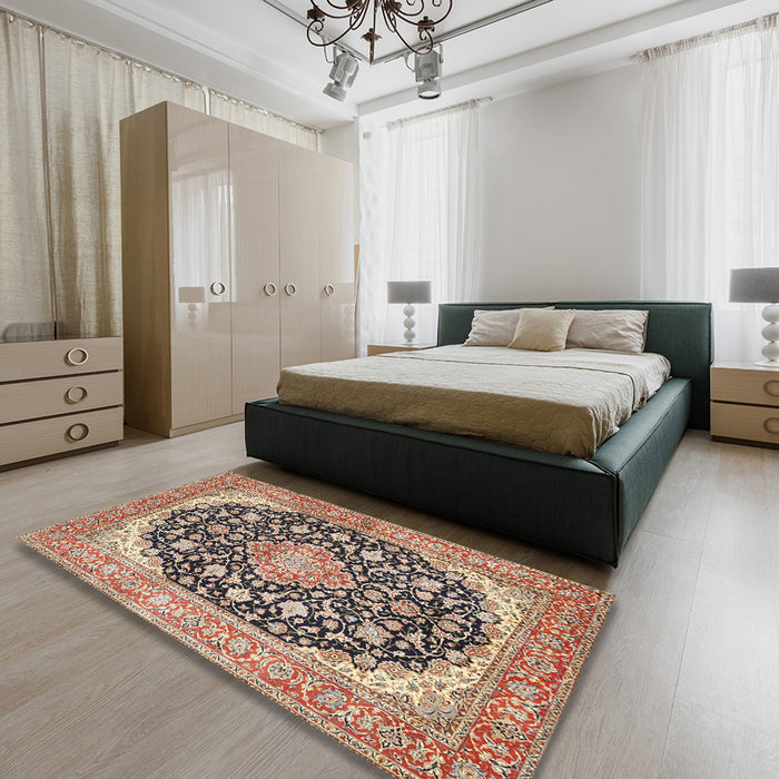 Machine Washable Traditional Brown Rug in a Bedroom, wshtr4645